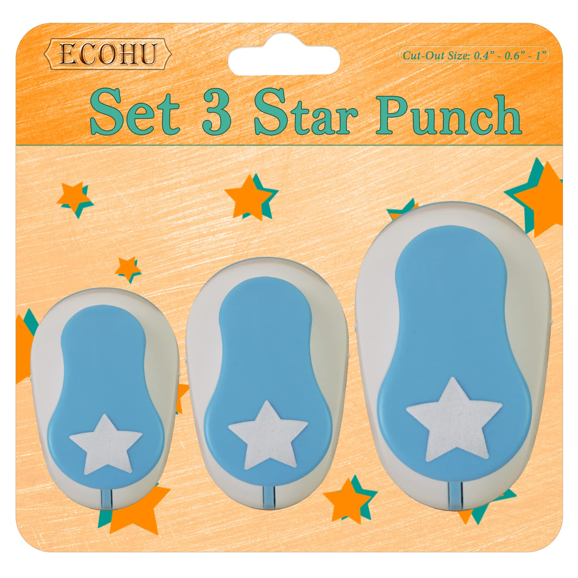 Set 3 Star Paper Punch 0.3'' / 0.63'' / 1'', Scrapbooking Hole Punches Crafting, Design for Offic... | Amazon (US)