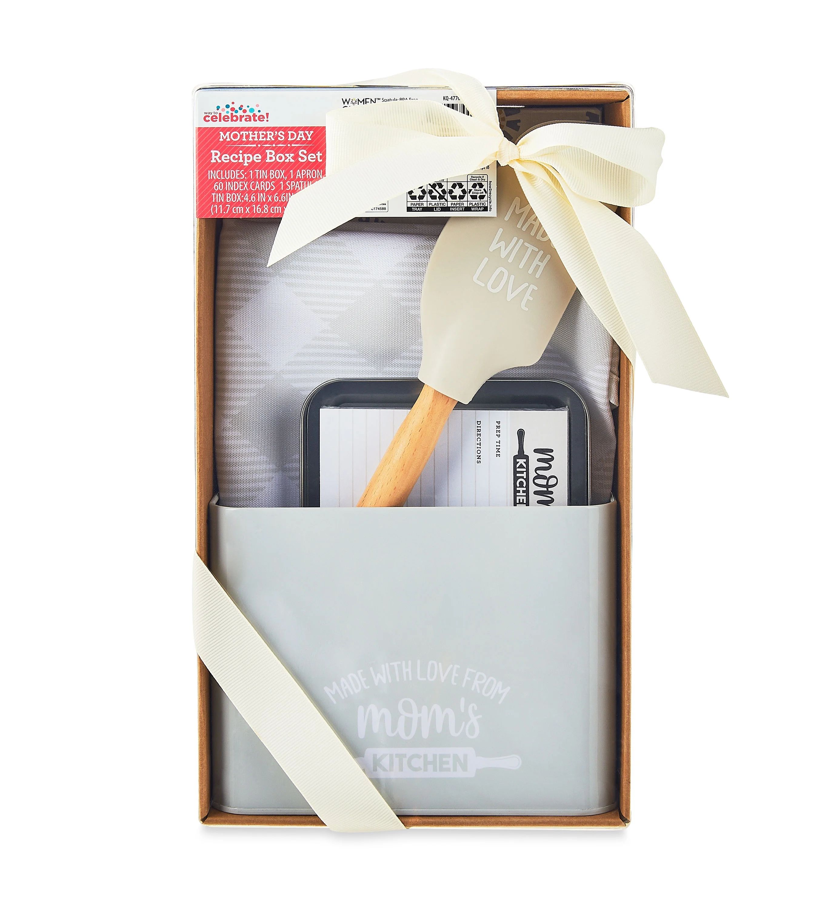 Mother's Day Stylish Gray Recipe Box Set 'Made with Love from Mom's Kitchen' by  Way To Celebrate | Walmart (US)