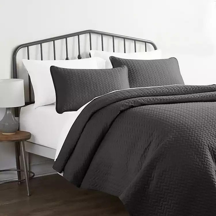 Gray Herring 3-pc. King Quilted Coverlet Set | Kirkland's Home