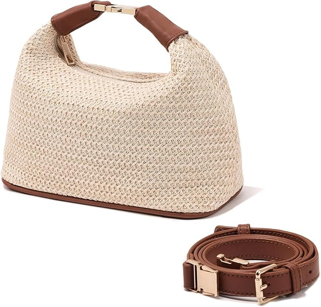 Straw Shoulder Crossbody Bag Small Tote Purse Top Handle Clutch for Summer Beach Travel | Amazon (US)