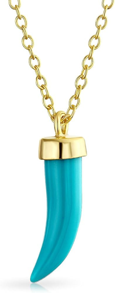 Western Medium Gemstone Blue Turquoise Cornicello Italian Horn Lucky Amulet Chili Pepper Pendant ... | Amazon (US)