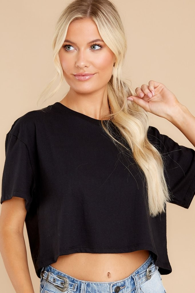 Keep It Cute Black Crop Top | Red Dress 