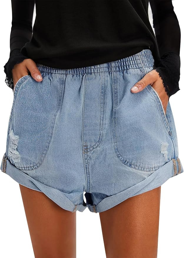 Qazel Vorrlon Jean Shorts for Women High Waisted Ripped Baggy Denim Jorts | Amazon (US)