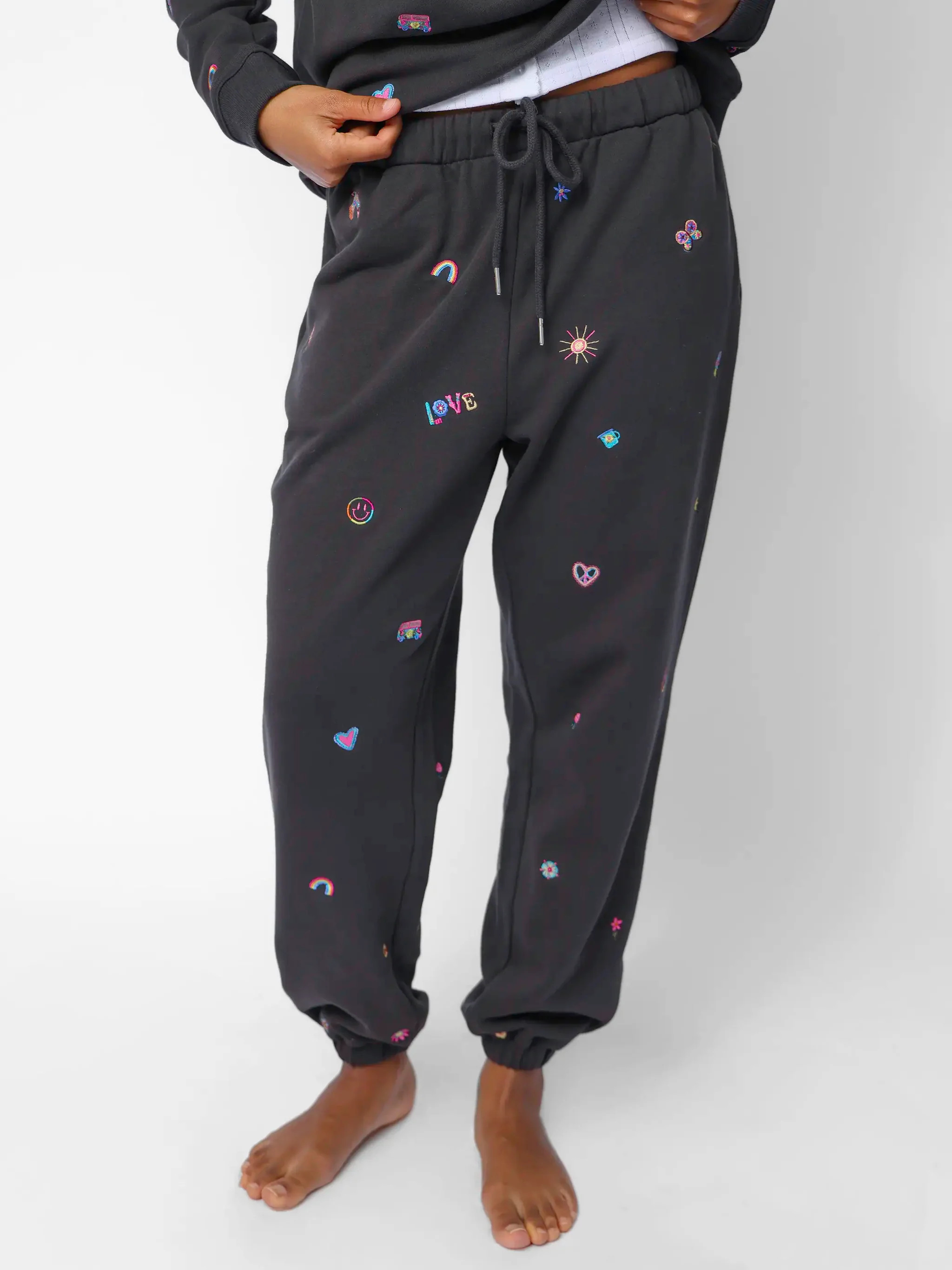 Fave Little Things Embroidered Jogger Pants | Natural Life