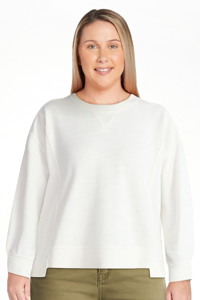 Time and Tru Women’s Ribbed Panel Sweatshirt with Long Sleeves, Sizes XS-XXXL | Walmart (US)