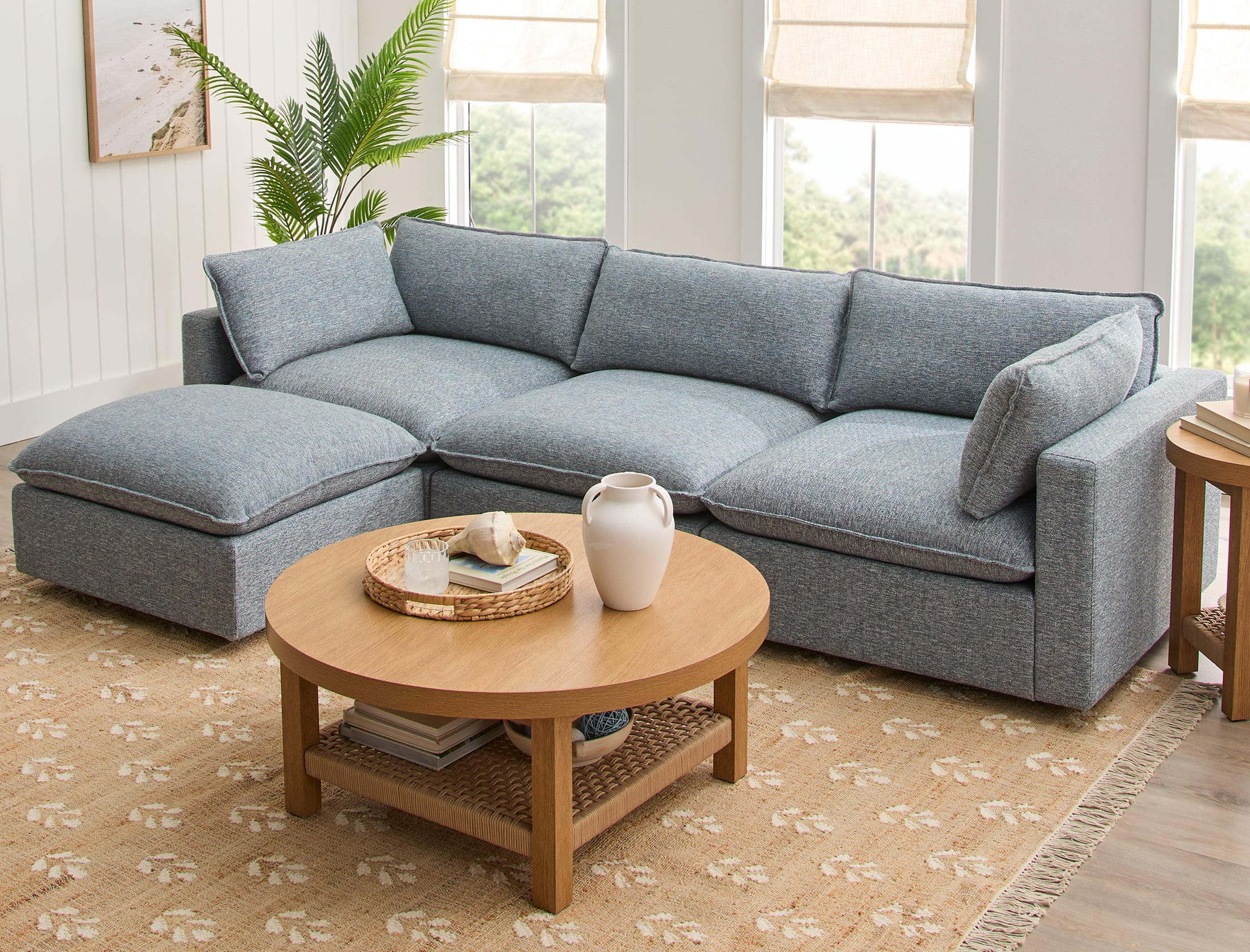 Better Homes & Gardens Weston 107.5" Cloud Modular Sectional Sofa, Heather Blue | Walmart (US)