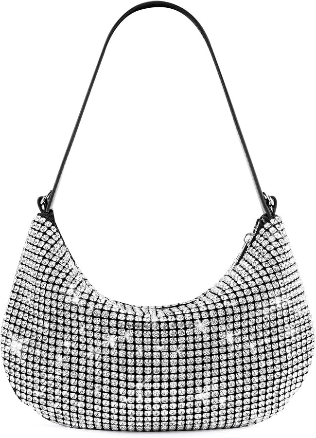 Montana West Rhinestone Purse Bling Sparkly Purse Evening Party Bag Handbag Crystal Clutch Silver... | Amazon (US)