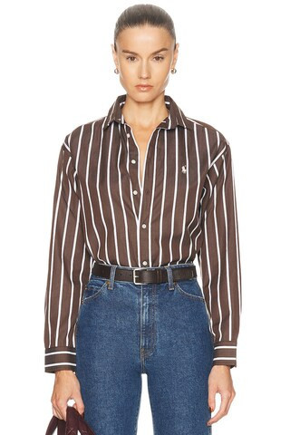 Polo Ralph Lauren Stripe Shirt in Brown | FWRD 