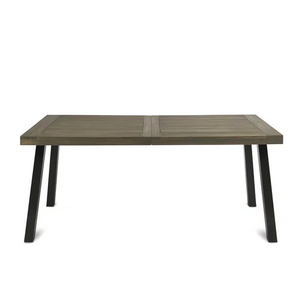 Mika Outdoor Acacia Wood Dining Table, Grey Finish and Rustic Metal - Walmart.com | Walmart (US)