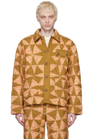 Khaki & Pink Kaleidoscope Quilt Jacket | SSENSE