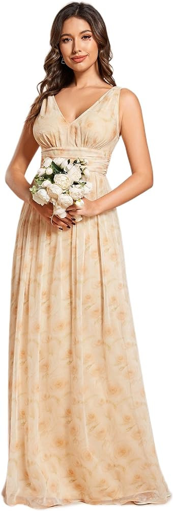 Ever-Pretty Womens Bridesmaid Dress V-Neck Sleeveless A Line Chiffon Floor Length Formal Dress 09... | Amazon (US)