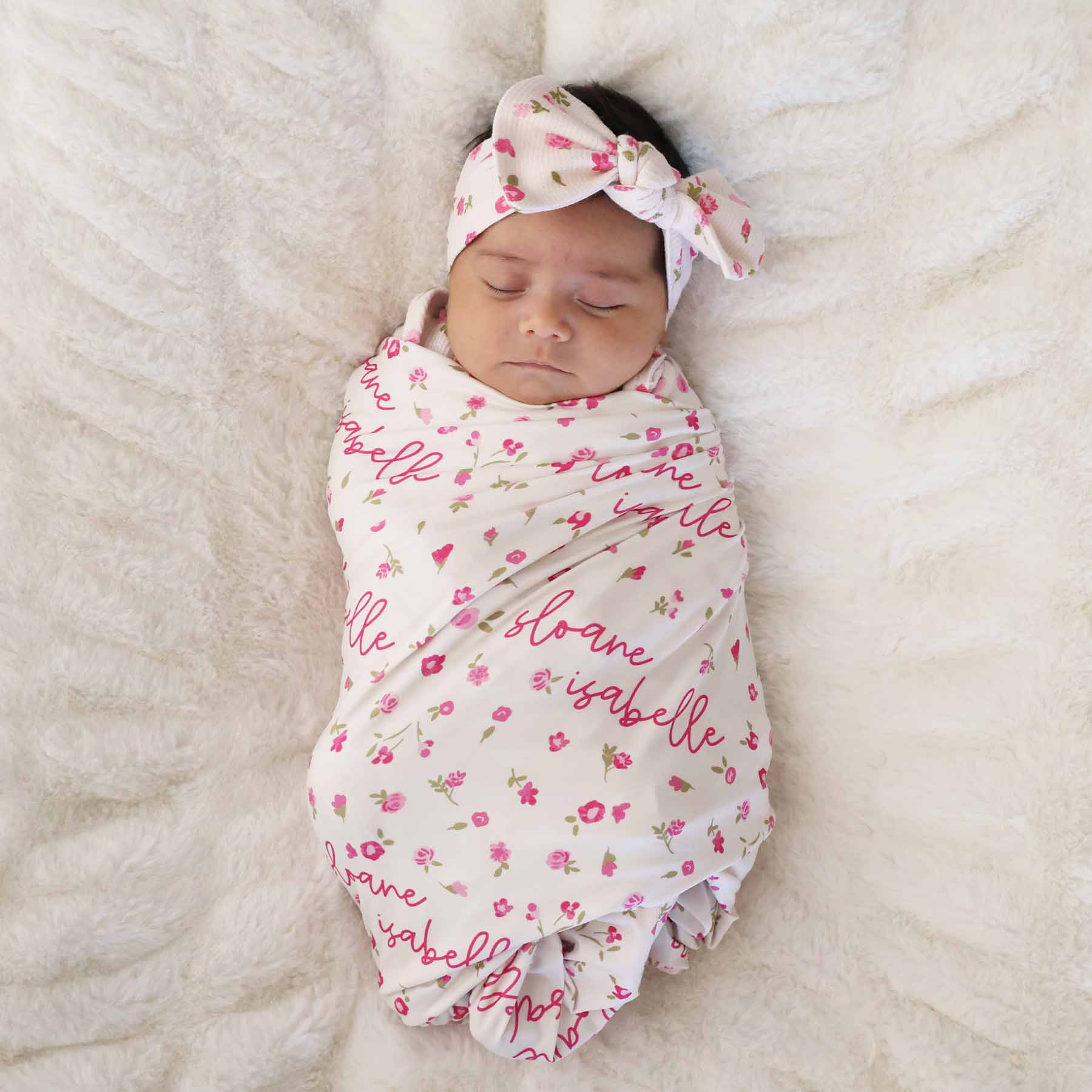 Penny's Posies Personalized Swaddle Blanket | Caden Lane