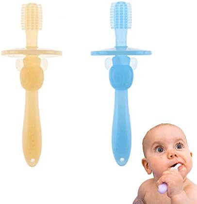 2Pcs/Pack Baby Toddler Teethers,Soft Bristles,360 Training Toothbrushes,Silicone Teething Toys/Pacif | Amazon (US)
