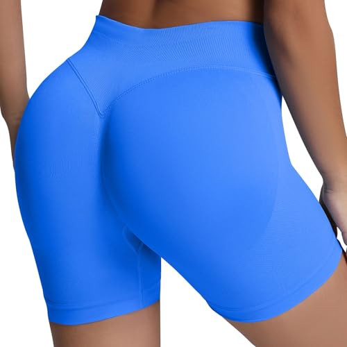 Tummy Control No Front Seam Biker Yoga Shorts for Women Elastic High Waisted Scrunch Butt Leggings with Pockets Trendy Soft Gym Athletic Workout Pants Running Leggings Running Shorts for Women | Amazon (US)