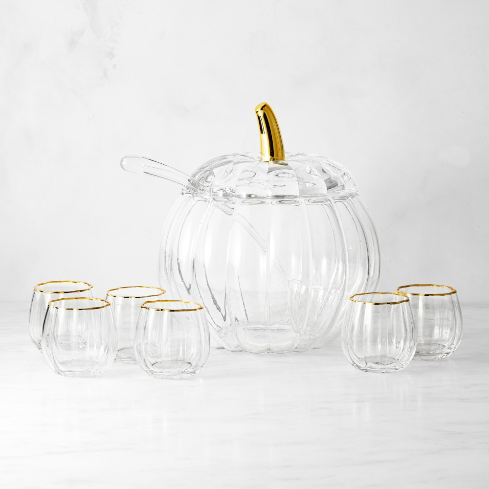 Pumpkin Punch Bowl and 6 Punch Cups | Williams-Sonoma
