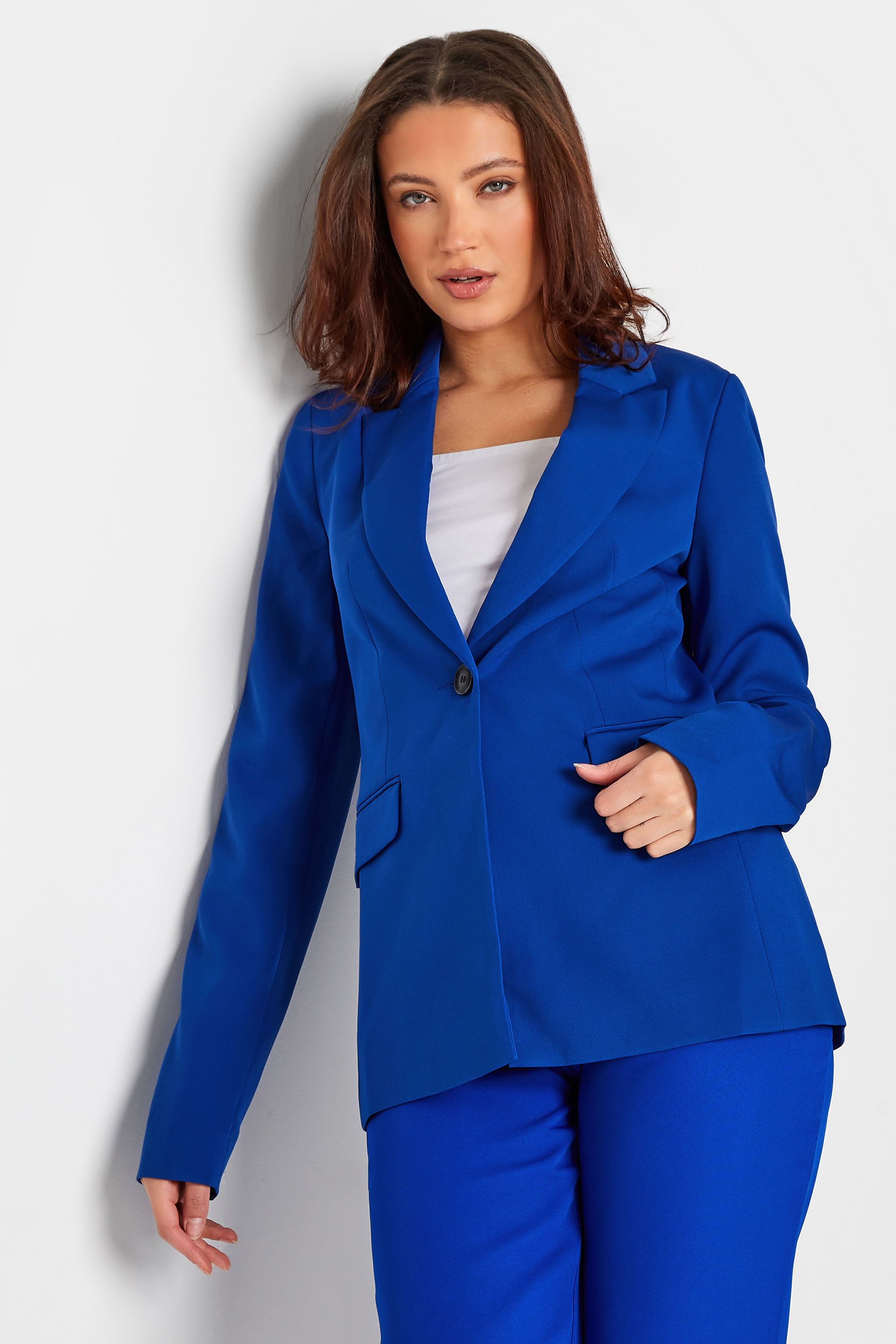 LTS Tall Cobalt Blue Scuba Crepe Tailored Blazer | Long Tall Sally