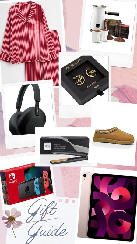 Cosy gifts ✨
Ugg Tasmans 
Pyjamas 
Nintendo switch 
Ghd straightener 
Earrings
iPad 
Headphones 
Hot chocolate 

#LTKGiftGuide #LTKSeasonal #LTKHoliday