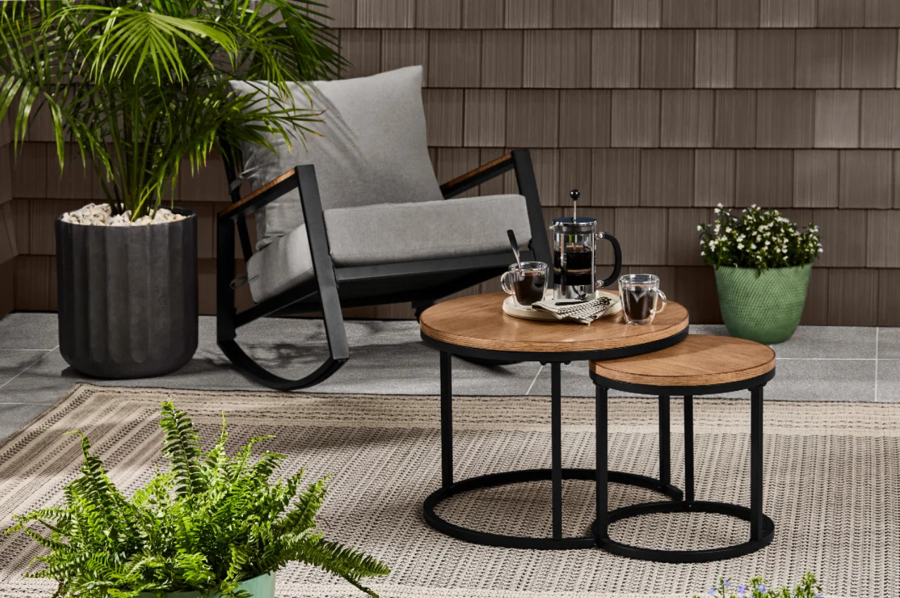 Better Homes & Gardens Marlow Outdoor 2pk Patio Nesting Tables, Black | Walmart (US)