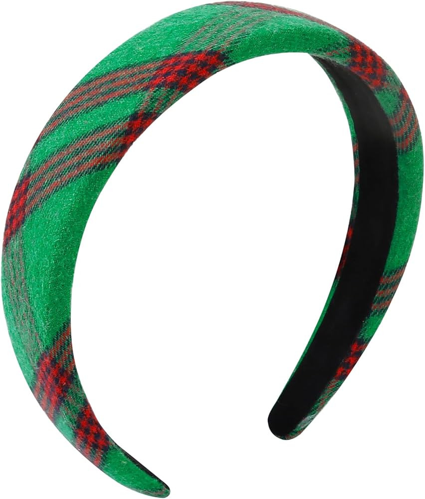 Christmas Headbands for Women Green Plaid Headband Velvet Padded Headband for Women’s Hair Girl... | Amazon (US)