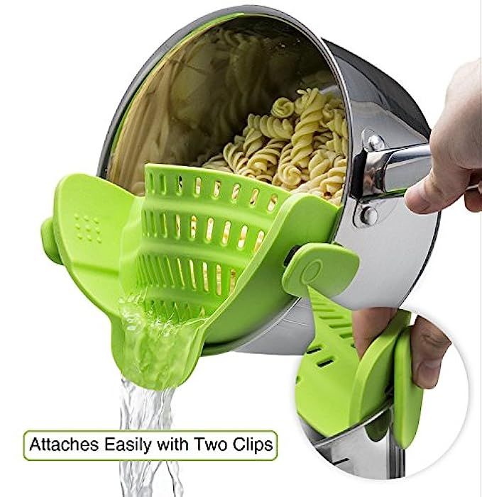 Hoople Silicone Clip On Food Strainer Spout Tool Drainer For Spaghetti, Pasta, Ground Beef - Univers | Amazon (US)