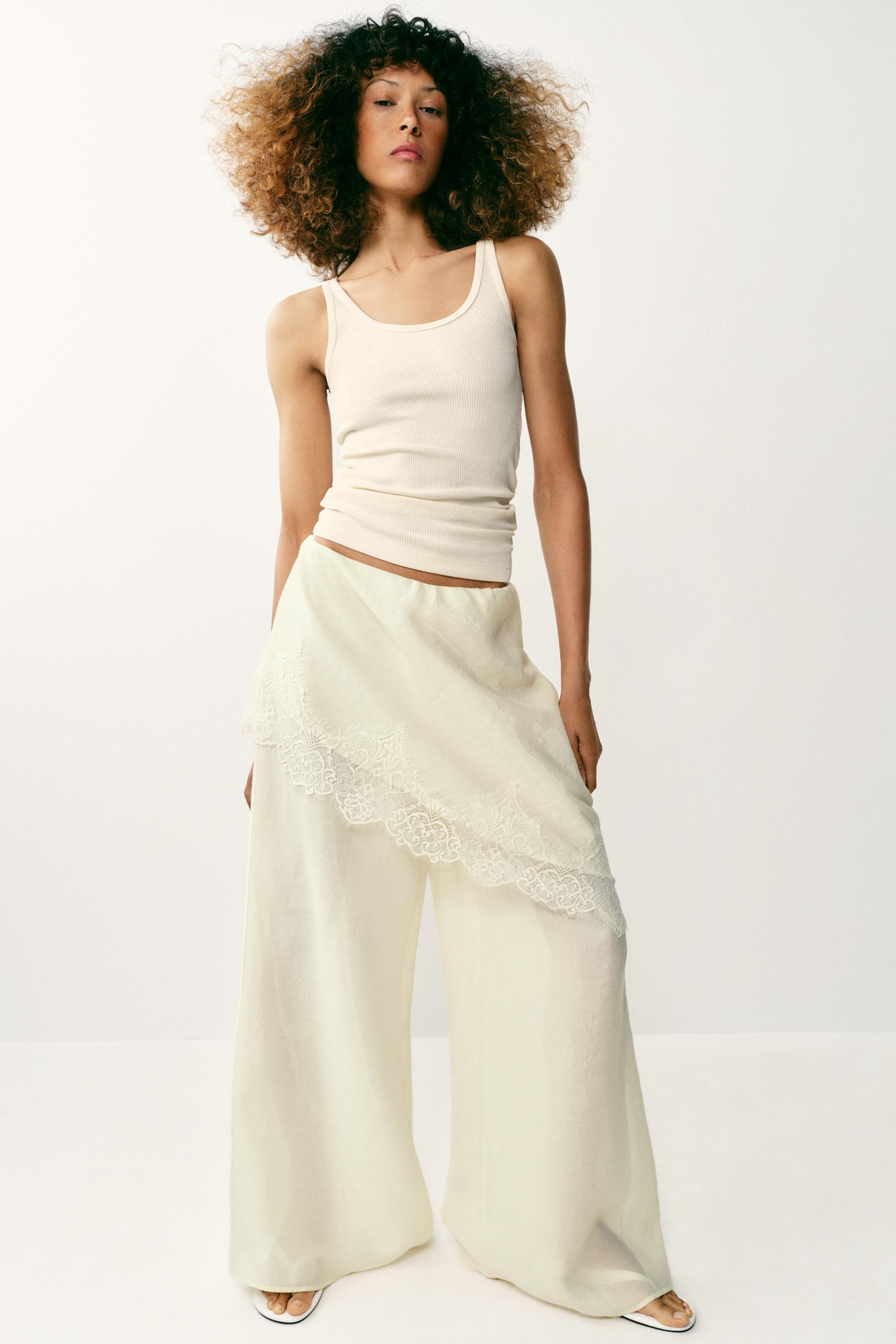 WIDE-LEG WRAP TROUSERS WITH LACE | Zara US