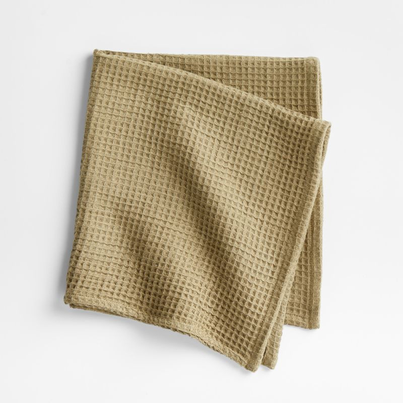 Wren Garden Green Waffle Weave Organic Cotton Napkin | Crate & Barrel | Crate & Barrel