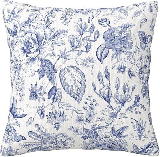Yinzaishe Floral Blue and White Flower Throw Pillow Covers French Country Decorative Square Pillo... | Amazon (US)