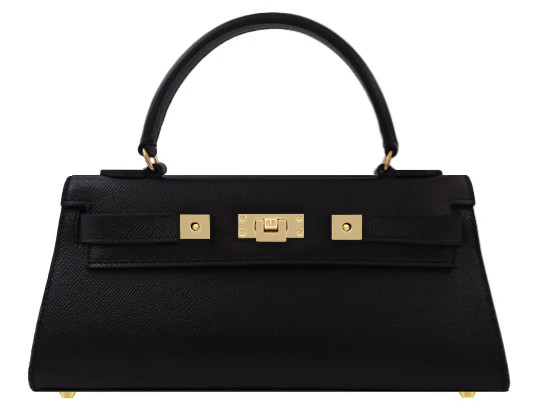 Maya East West Dolomite Pebble Print Calf Leather Handbag - Black | Lalage Beaumont