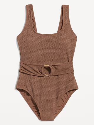 Belted Crochet One-Piece Swimsuit for Women | Old Navy (US)
