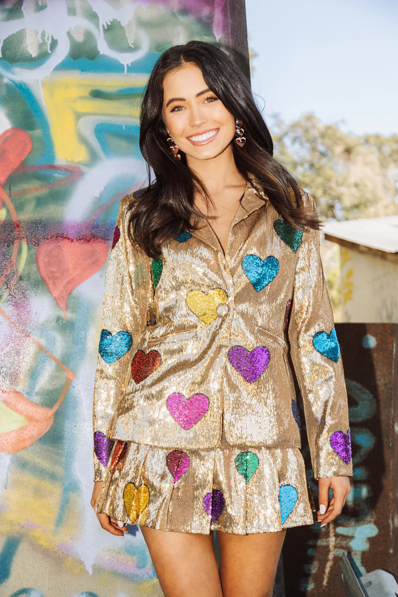 Gold Hearts Blazer | Queen of Sparkles