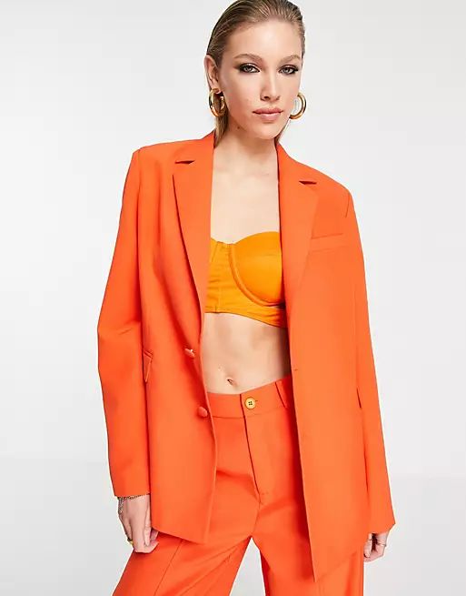 Extro & Vert slouchy blazer in tangerine | ASOS | ASOS (Global)