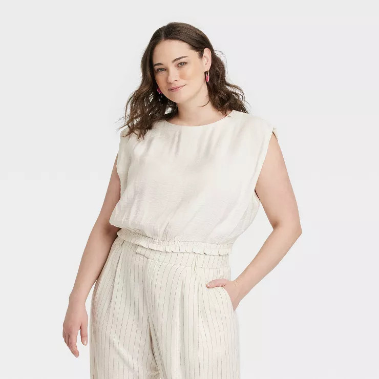 Women's Slim Fit Extended Shoulder Gauze Tank Top - A New Day™ | Target