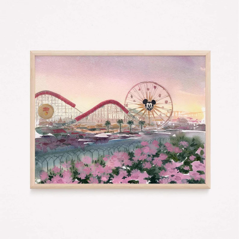 Vintage Disneyland Wall Art Print, Disney California Adventure Watercolor Painting, Disney Park H... | Etsy (US)