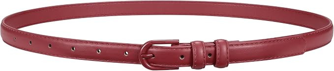 Women Skinny Belt with Same Color Buckle Fashion Faux Leather Thin Belt for Jeans Pants | Amazon (US)