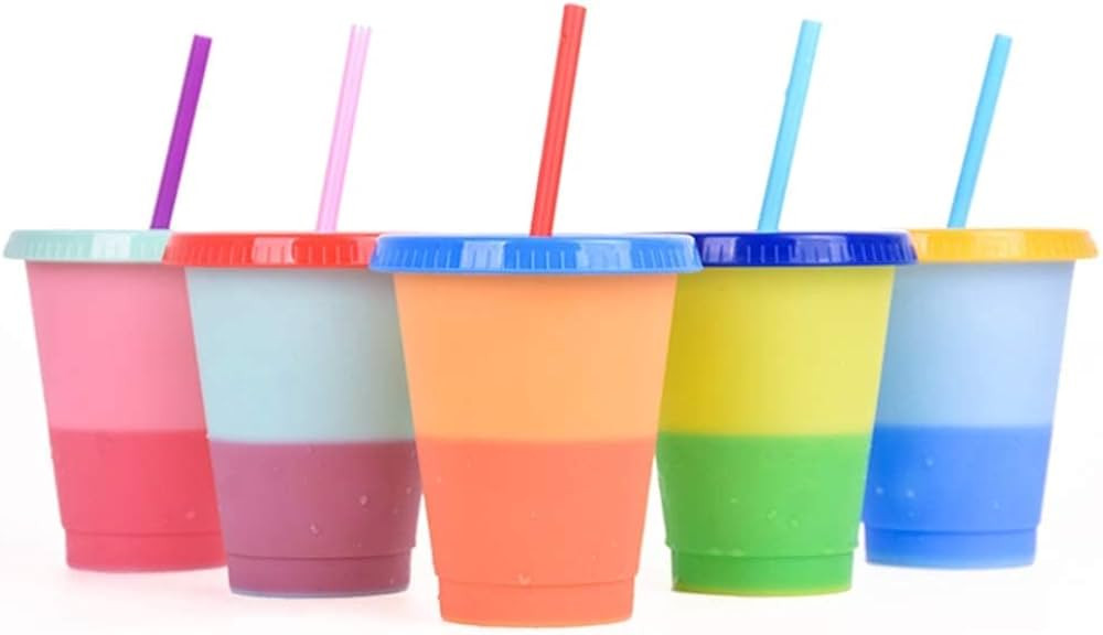 Ankeli&Lt 16 oz Color Changing Cups,5 Colors of Plastic Cups Reusable Tumbler with Lids and Straw... | Amazon (US)