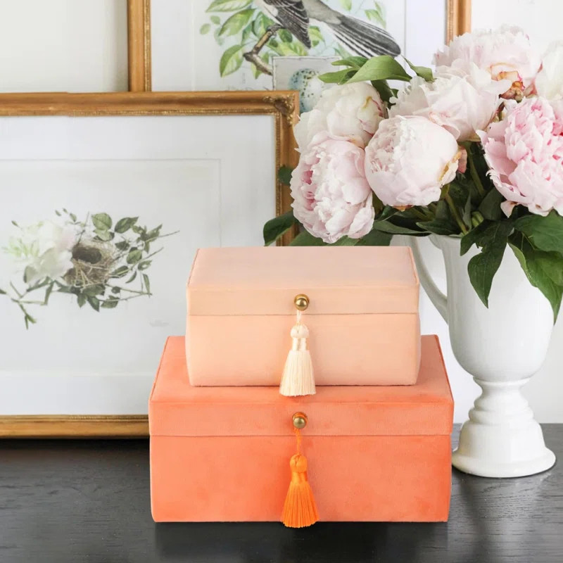 Faux Leather Decorative Storage Boxes Set of 2 | Wayfair North America