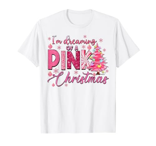 I'm Dreaming of A Pink Christmas Funny Pink Christmas Tree T-Shirt | Amazon (US)