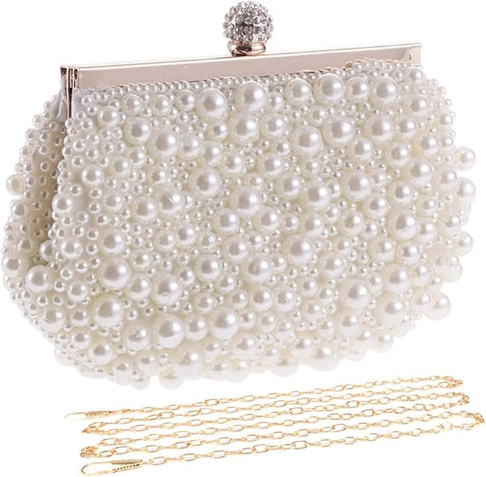 UBORSE Artificial Pearl Beaded Clutch Evening Bags for Women Formal Bridal Wedding Clutch Purse P... | Amazon (US)