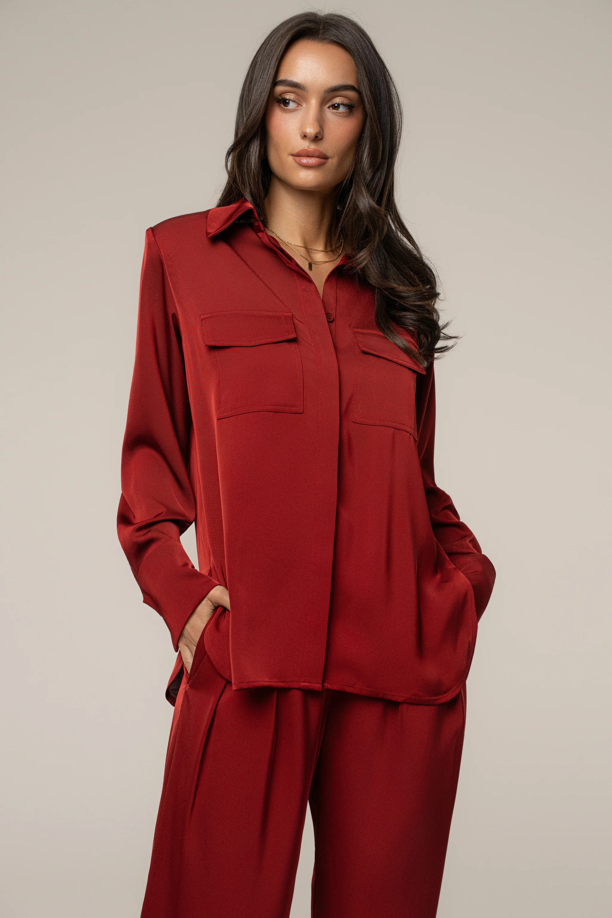 Burgundy Misty Button Up | JLUXLABEL