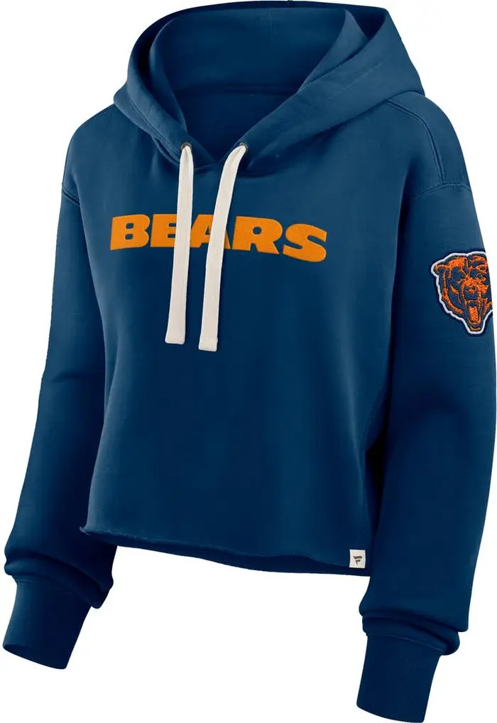 Women's Fanatics Navy Chicago Bears Oversized Hometown Heritage Cropped Hoodie | Nordstrom