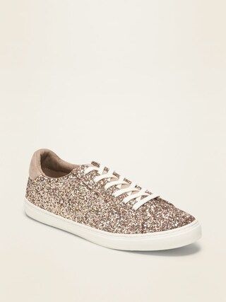 Glitter-Covered Lace-Up Sneakers for Women | Old Navy (US)