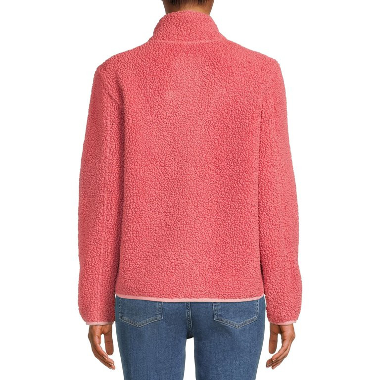Time and Tru Women’s and Plus Full Zip Faux Sherpa Jacket - Walmart.com | Walmart (US)