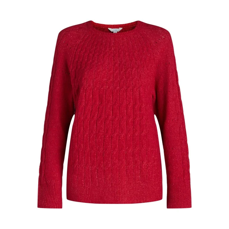Time and Tru Women's Place Cable Pullover Sweater, Size XS-XXXL - Walmart.com | Walmart (US)