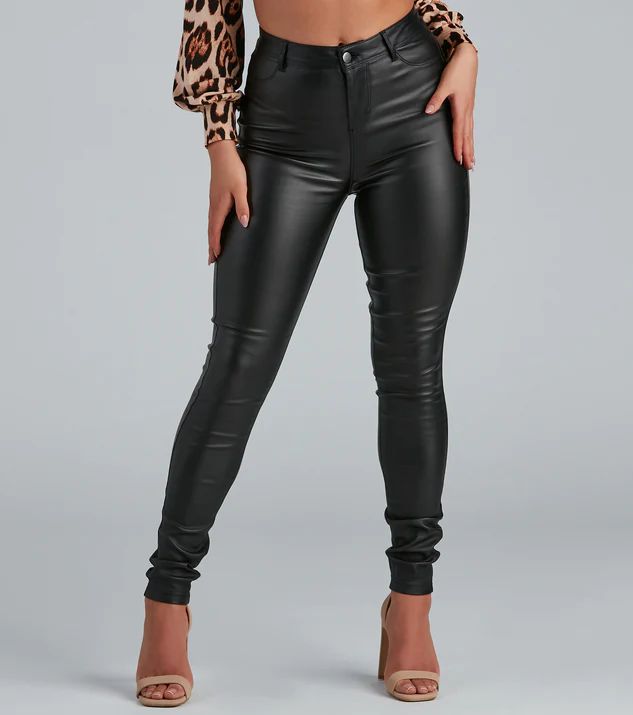 High-Rise Coated Skinny Pants | Windsor Stores