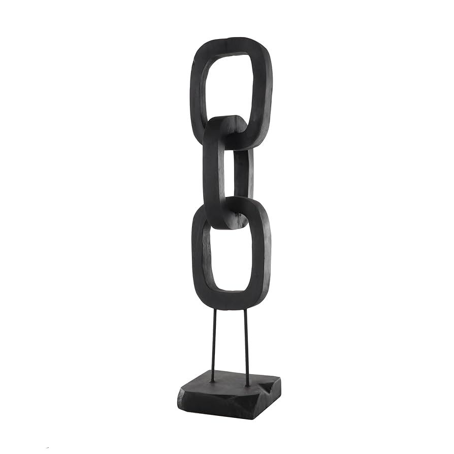 Deco 79 Teak Wood Chain Decorative Sculpture Tall 3 Link Home Decor Statue with Stand, Accent Fig... | Amazon (US)