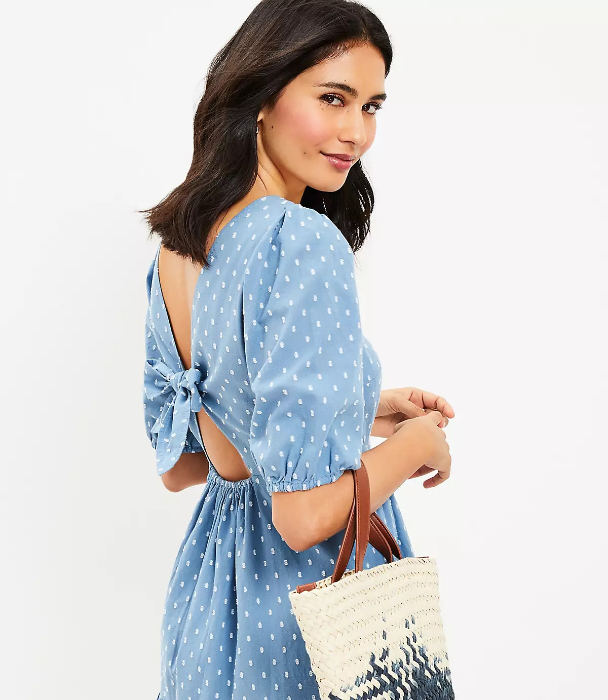 Clip Tie Back Flounce Swing Dress | LOFT