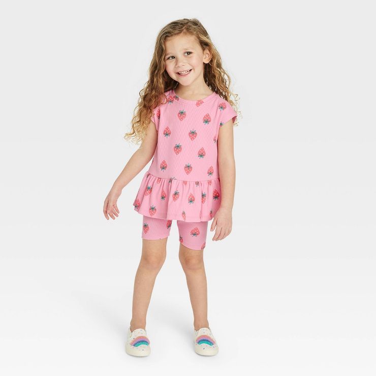 Toddler Girls' Strawberry Top & Bottom Set - Cat & Jack™ Pink | Target
