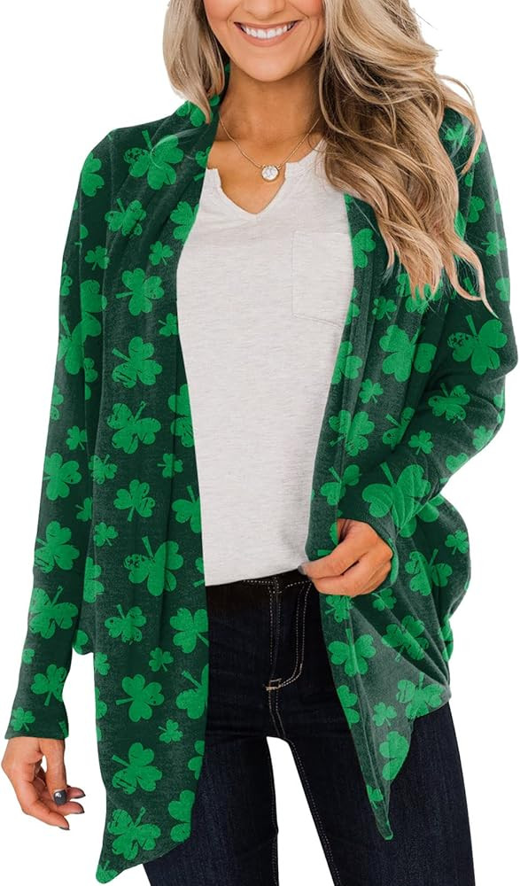 For G and PL Women's St. Patrick's Day Long Sleeve Open Front Cardigan | Amazon (US)