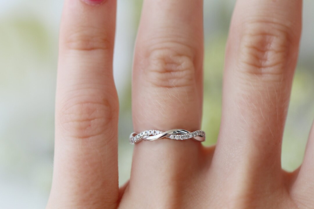 Petite Twisted Vine Diamond Band Sterling Silver Diamond Engagement Ring for Women Dainty Promise... | Etsy (US)