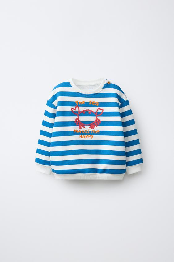 STRIPED SWEATSHIRT WITH CRAB EMBROIDERY | Zara US